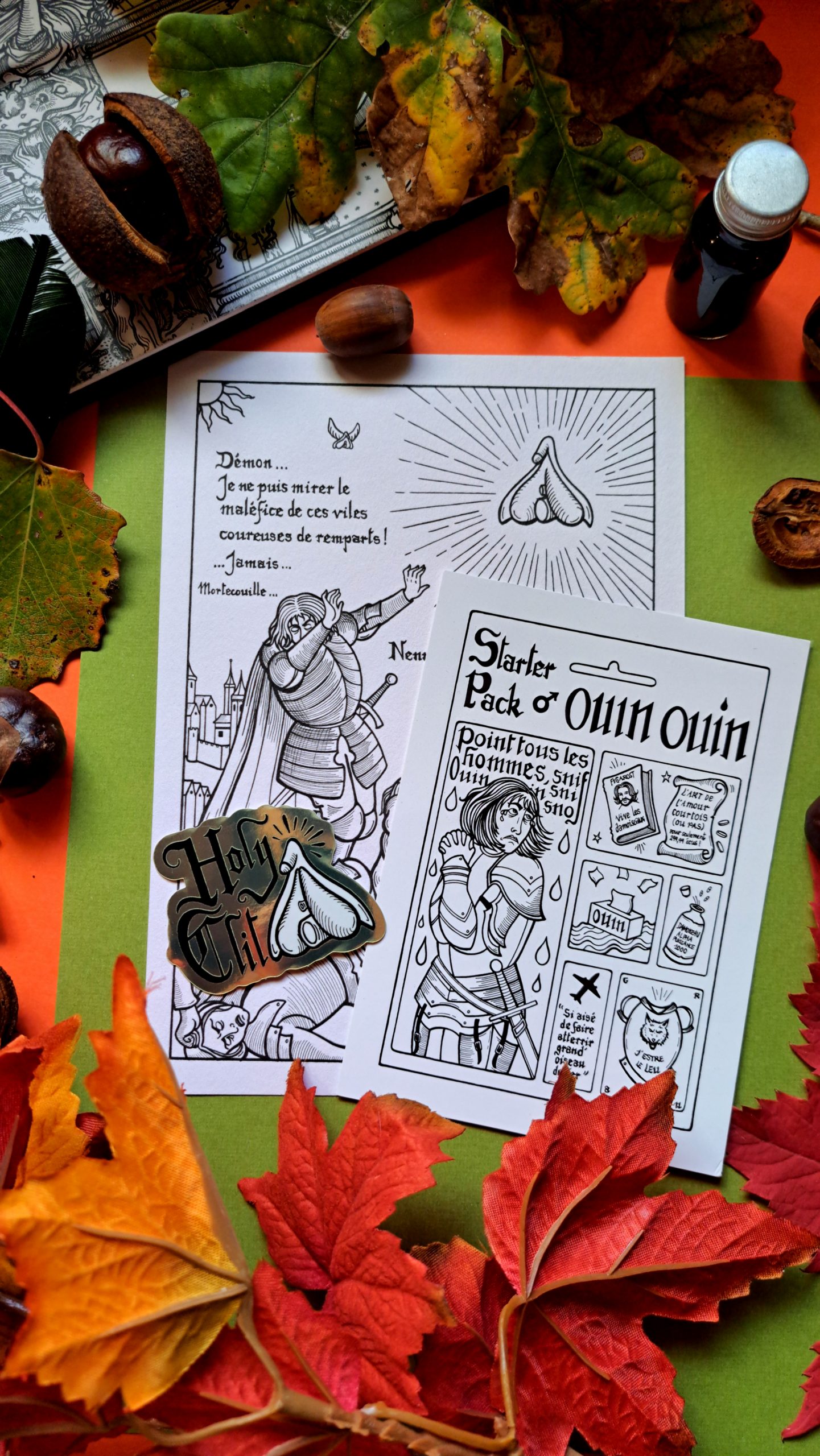 Lot Holy Clit (tirage A5, une carte postale et un autocollant)