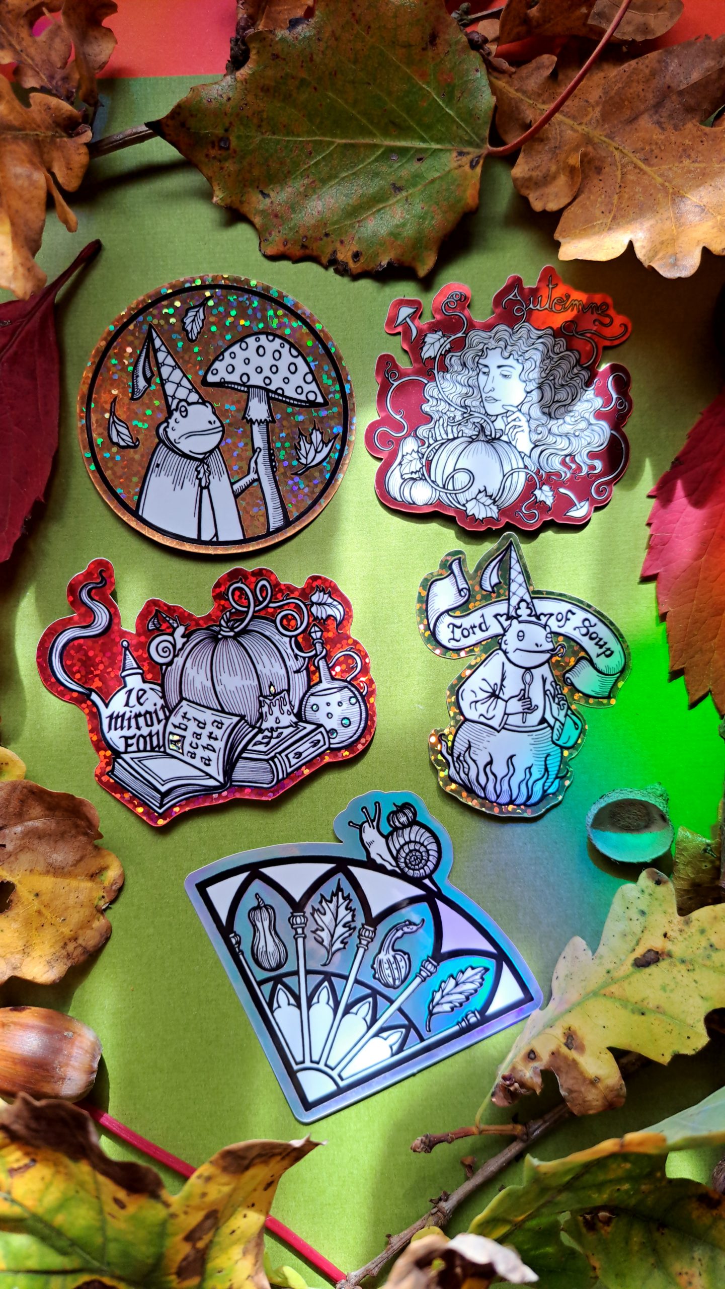 Lot de 5 stickers automnaux