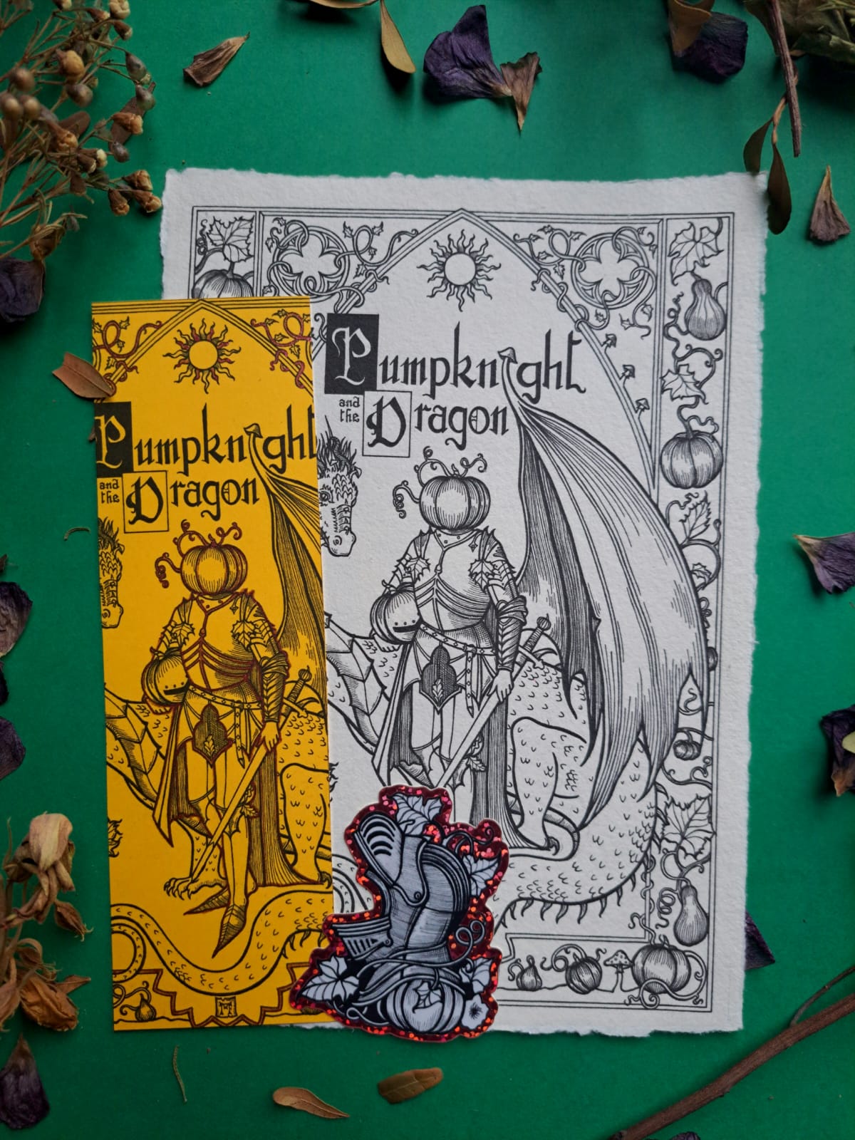 Lot unique avec papier parchemin - tirage A5 - marque-page pailleté - autocollant